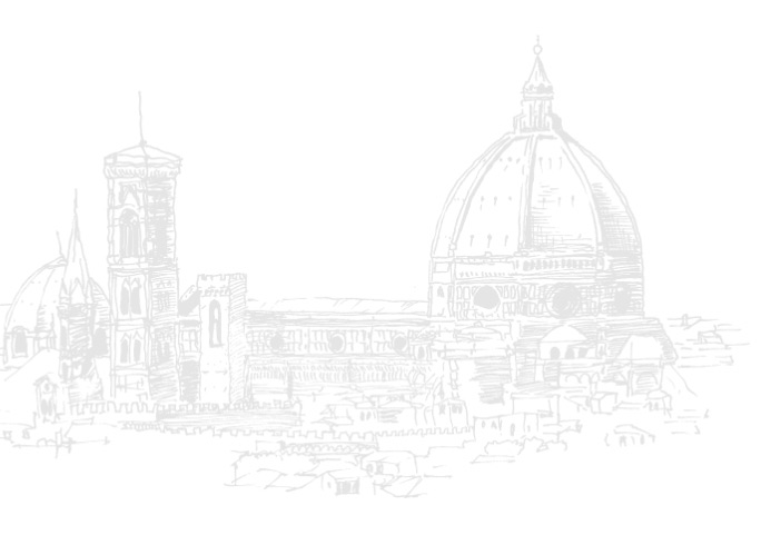 Drawing of Florence's Duomo with its iconic dome.